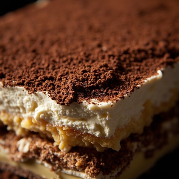 Authentic Italian tiramisu with cocoa powder